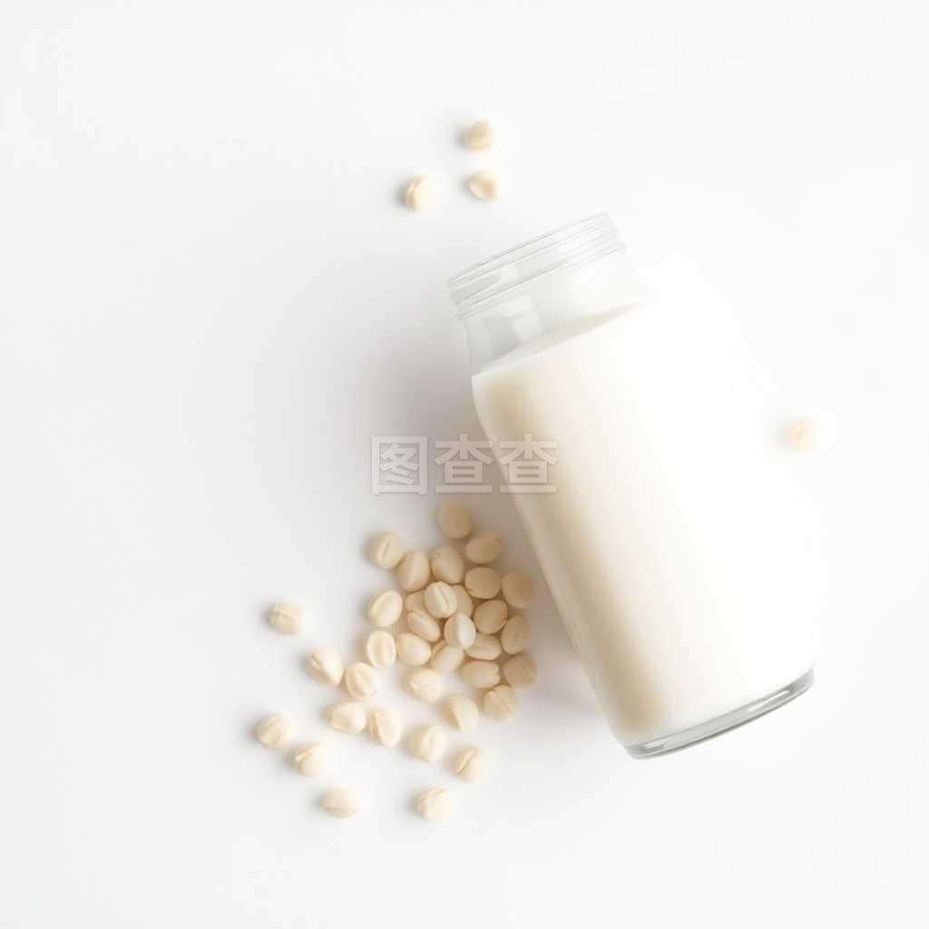 白底豆浆和大豆,食品和饮料保健